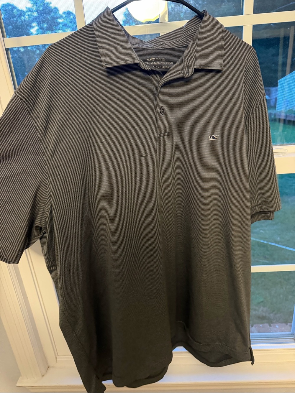 Vineyard Vines Men's Dark Gray Striped Short Sleeve Polo